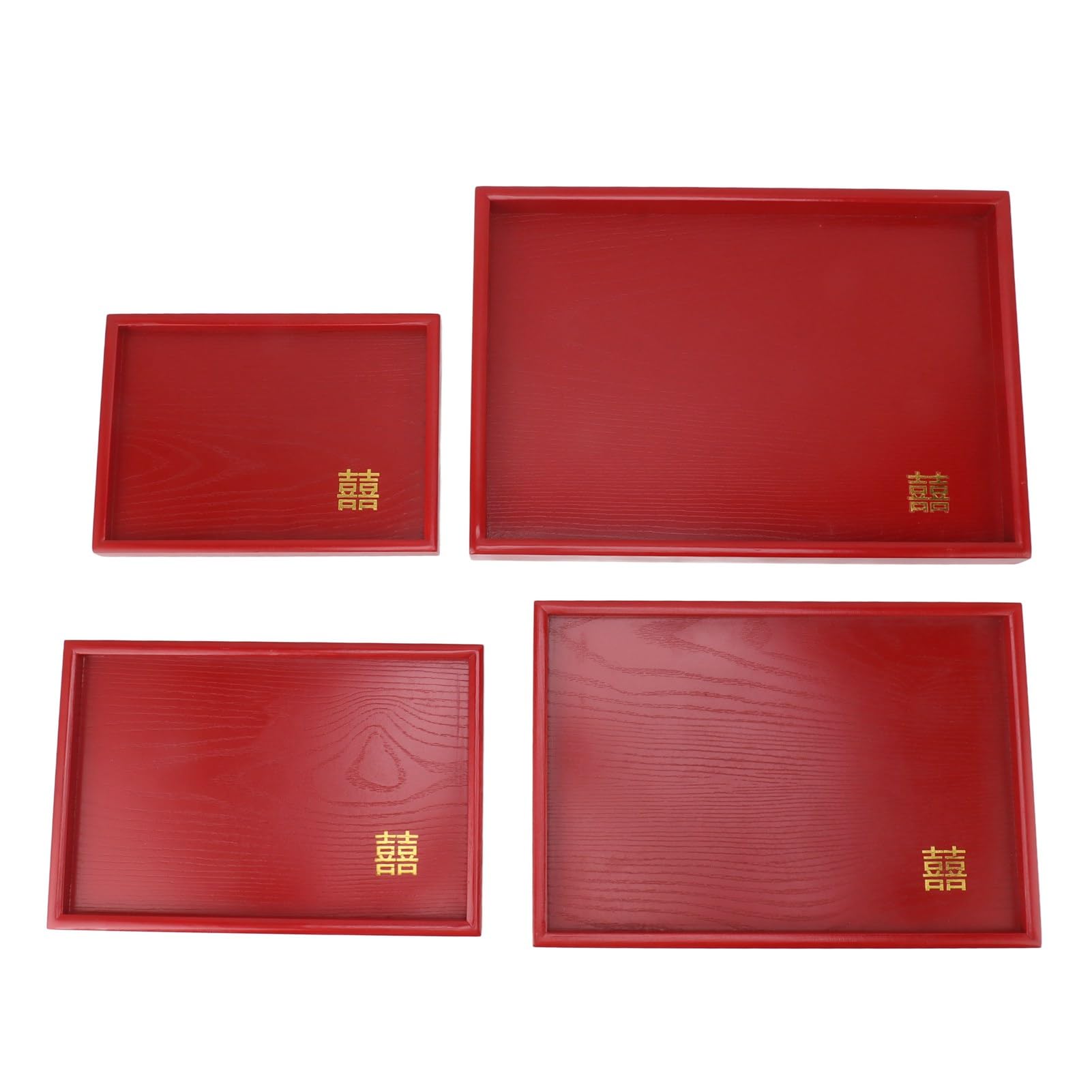 Bandeja de Servicio de Madera roja de Estilo Chino, Bandeja para té y Aperitivos de Boda, Bandeja Artesanal para Dulces de Fruta de Fraxinus mandshurica con Bordes elevados para (Cuadrada)