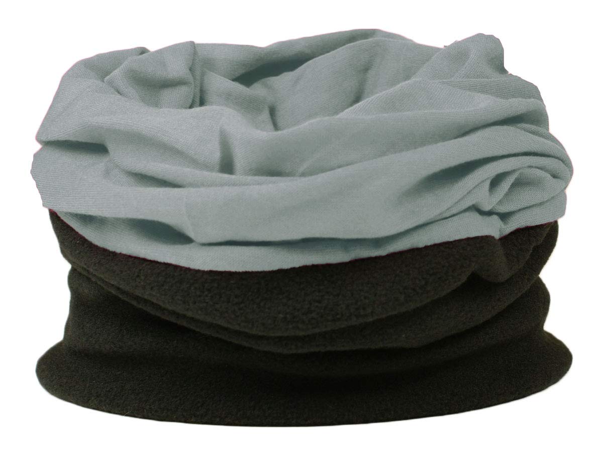 RockJock Women Neck Warmer, Scarf, Hat, Hood, Snood - Reversible (Grey/Blk)