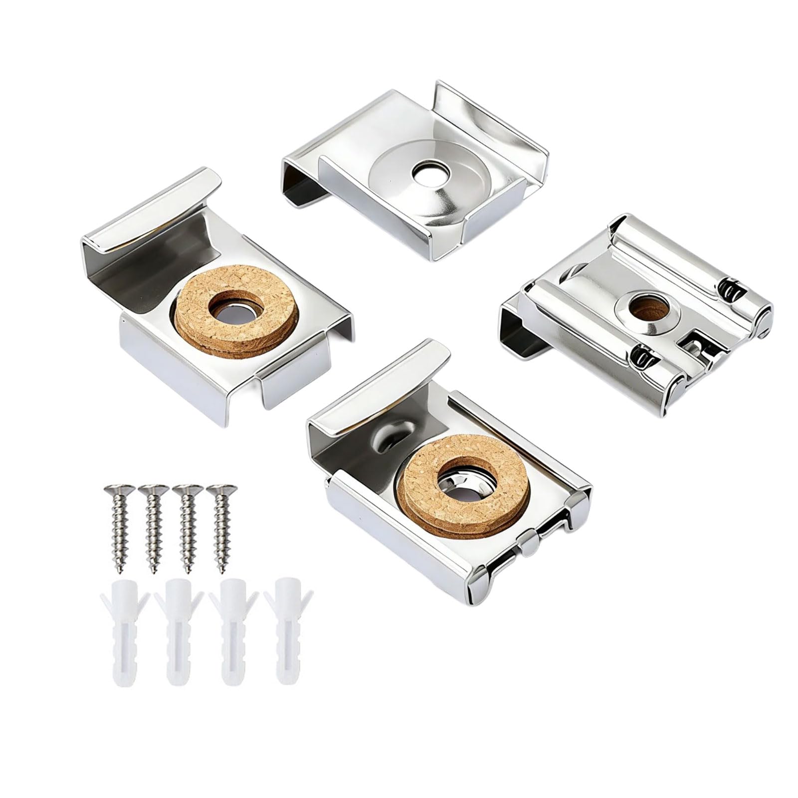 Rustproof Glass Clamps Set of 4 with Included Screws and Plugs Glass Holder Secure Holders