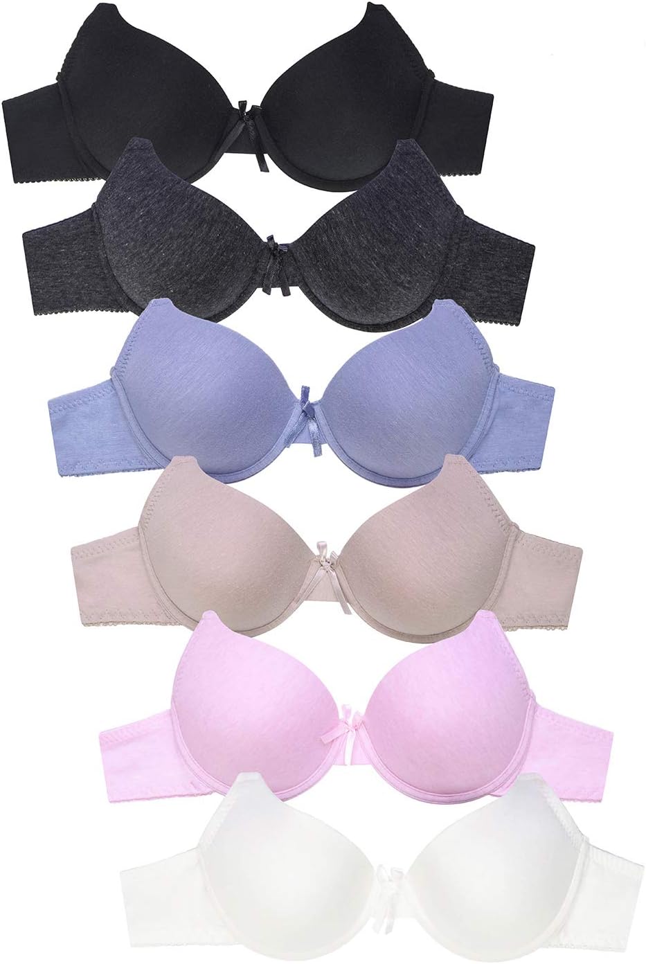Mamia Women's Basic Plain Lace Bras (Pack of 6) - Various Styles