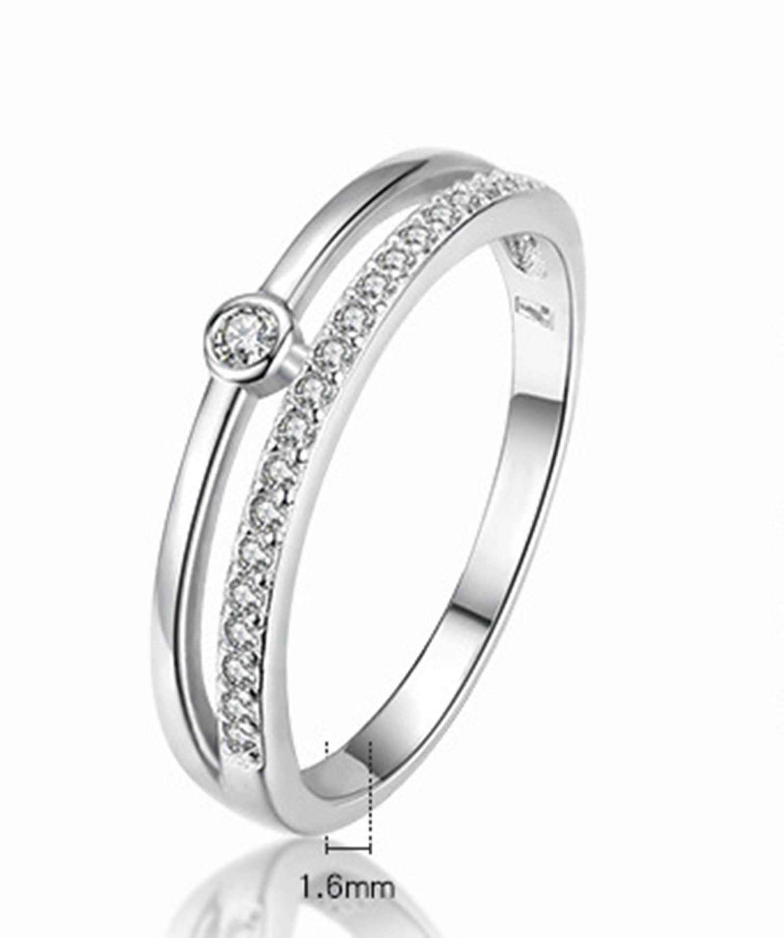 Anillo de oro blanco 9 K/14 K, alianzas de compromiso redondo con moissanita blanca promesa regalos para mujer