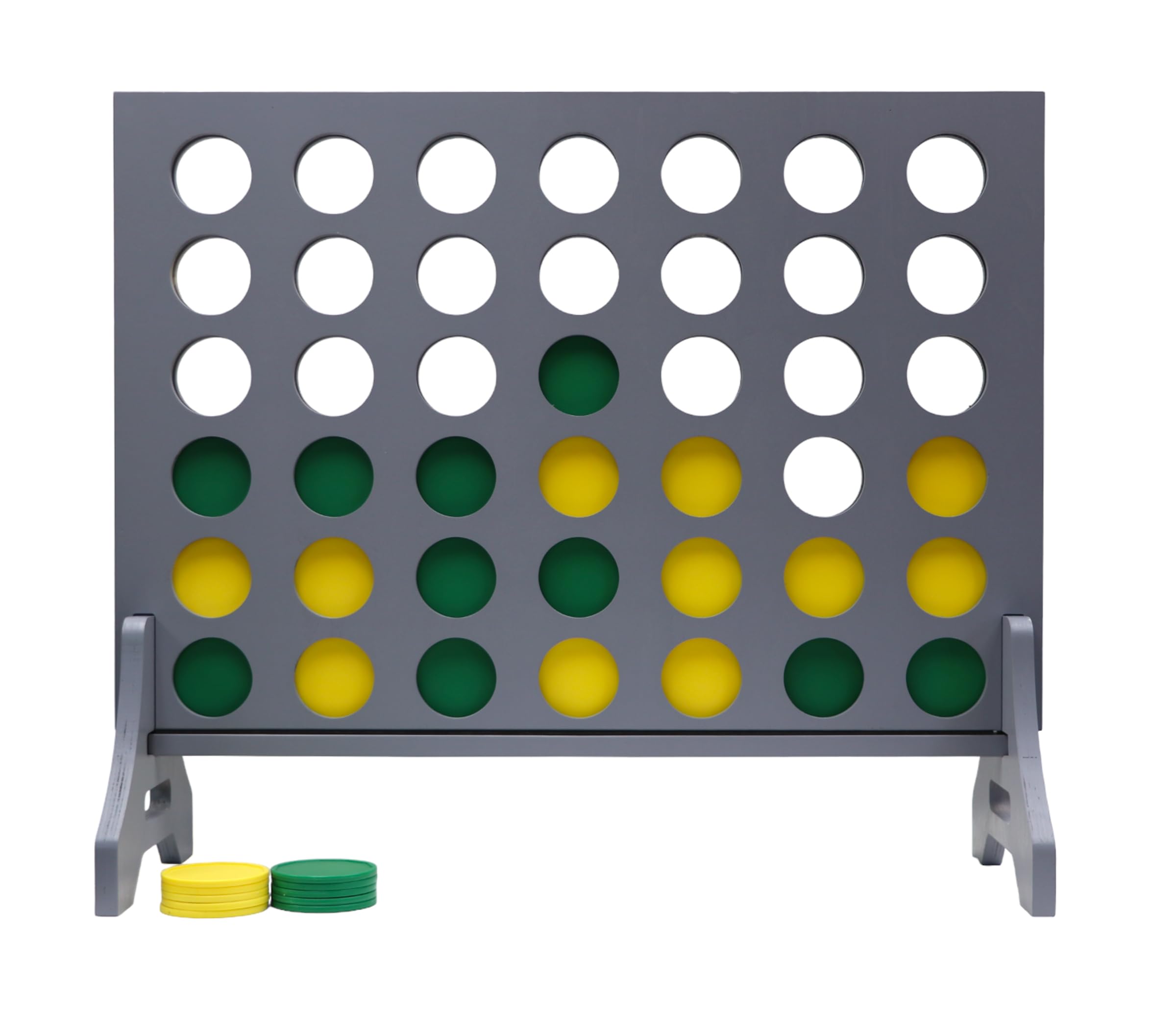 Giant 4 in a Row Game for Family &amp; Adults – Tailgating Pros Jumbo Grey Wooden Four in a Row Indoor &amp; Outdoor Yard Game for Family Party Fun, Portable Activities for Patio, Backyard, and Camping