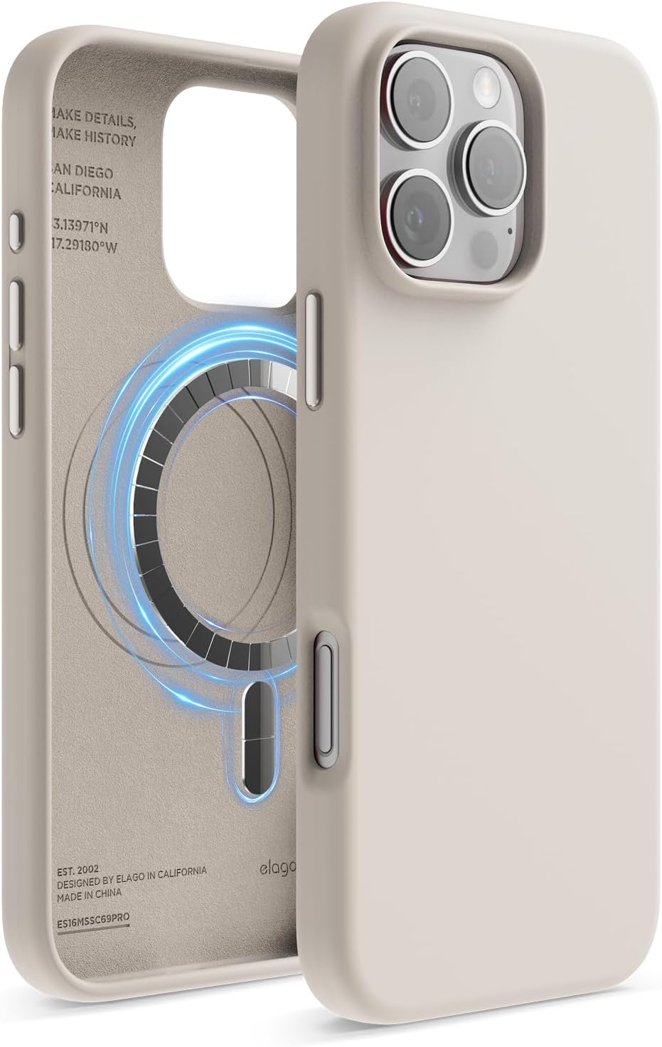 Magnetic Liquid Silicone for iPhone 16 Pro MAX case cover compatible with MagSafe Shockproof - Stone