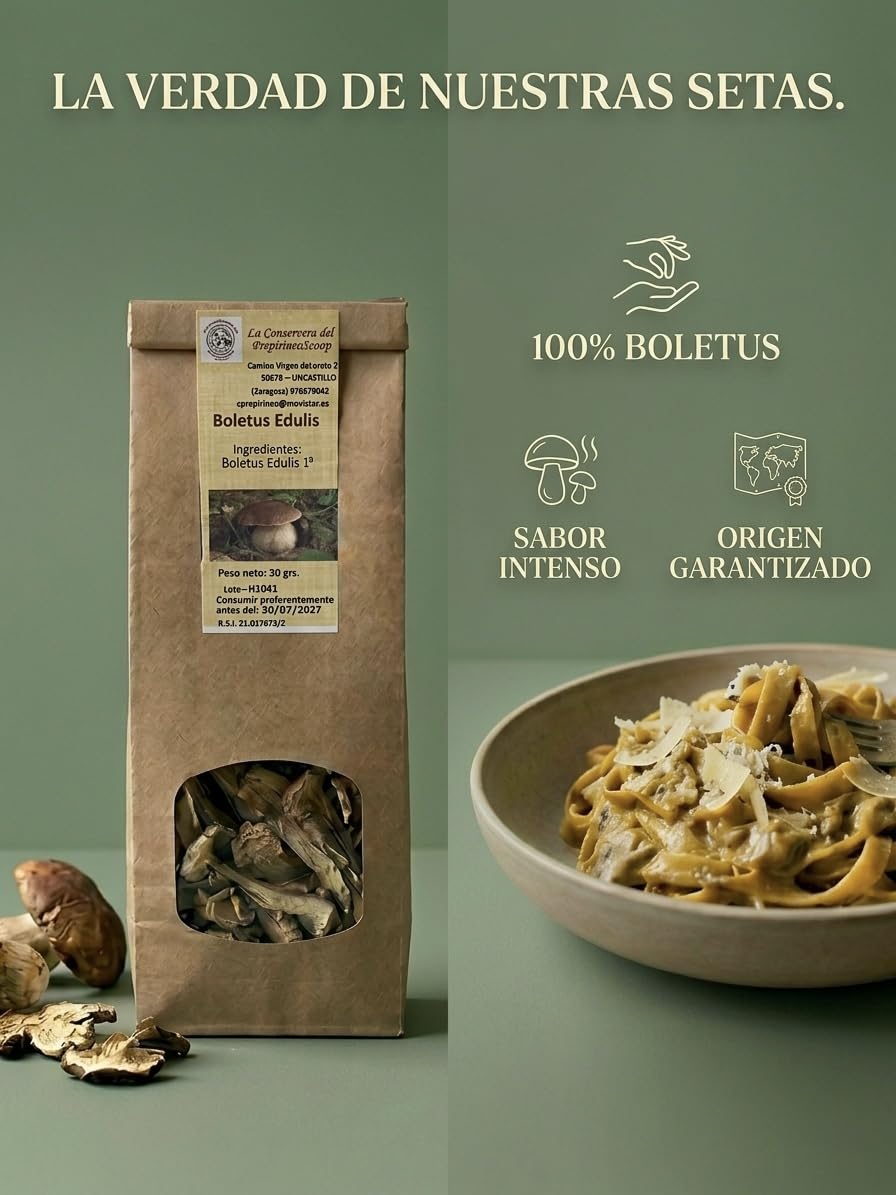 Setas silvestres Boletus Edulis deshidratado 90grs Hongos Porcini 100% naturales Ceps Onddo Madeirudo Boletus secos