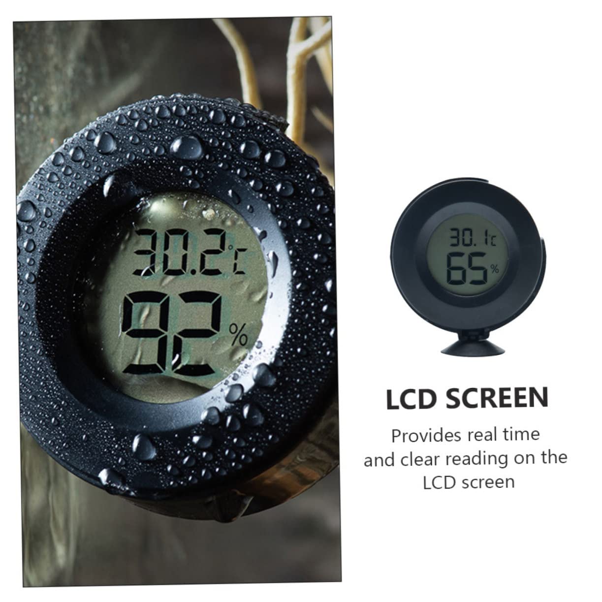 BESPORTBLE Reptile Thermometer and Hygrometer Temp Humidity Meter LCD Screen for and Incubators