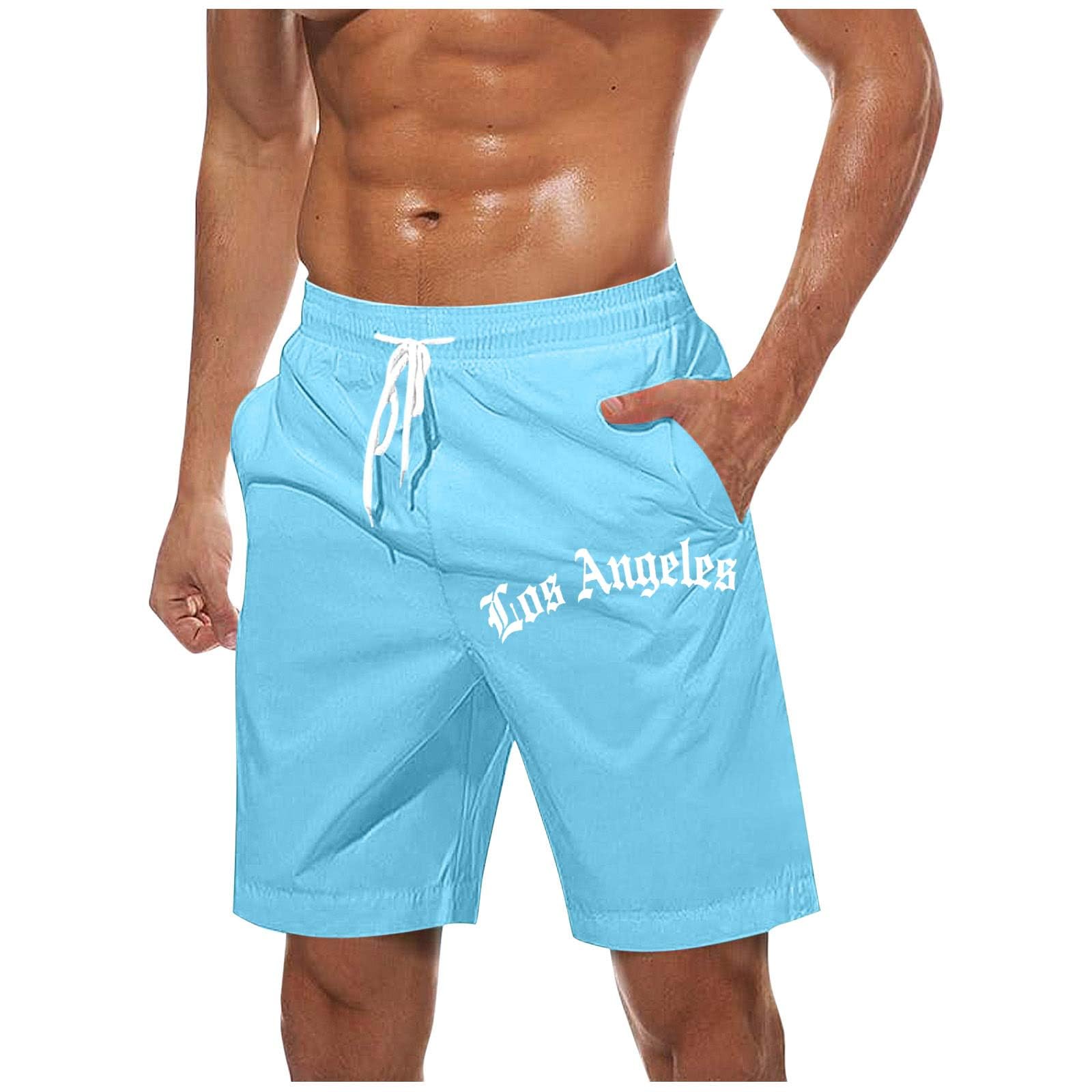 Cambkatl Big and Tall Men's Running Athletic Shorts Casual Summer Elastic Waist Quick Dry Beach Swim Trunks with Pockets