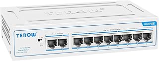 10 Port PoE Gigabit Switch 8 Port POE with 2 Uplink 1G: Featuring TEROW PoE 1000Mbps , 802.3af/at Compliant, Network, ethernet Switch with Vlan Funtion,Metal for Home/Office Aesthetically Pleasing