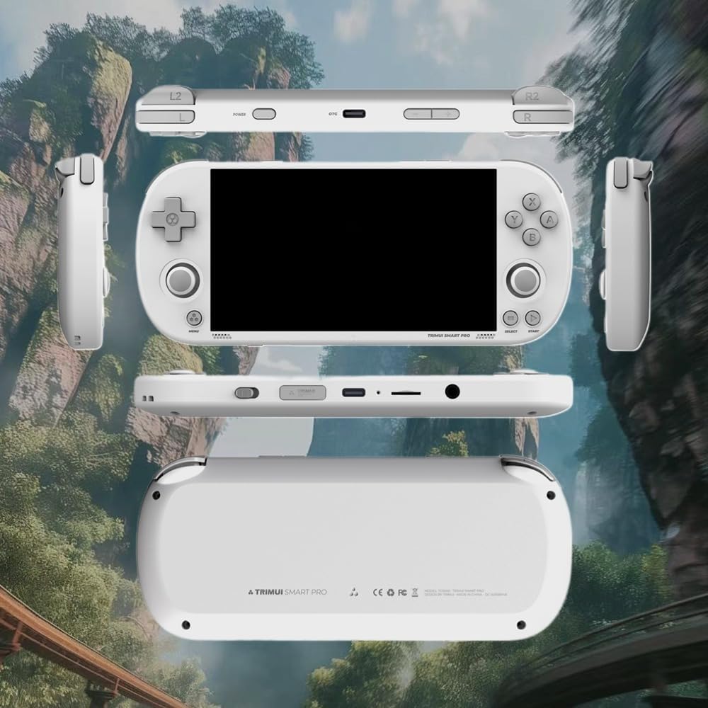 Levhorzn Trimui Smart Pro Handheld Game Console, Retro Hand Held Video Gaming Consoles with 64G/256G TF Card, 5 inch Screen Portable - White 64GB