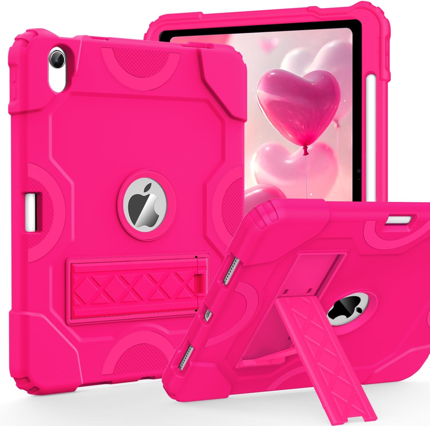 Cantis Case for iPad 11-inch (A16) 2025/ iPad 10th Generation 2022 (10.9 inch), Shockproof Cover 10th Generation with Pencil Holder & Kickstand, Hot Pink
