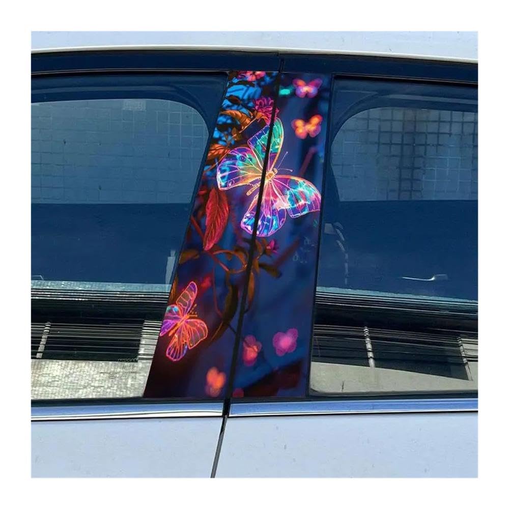 Body Parts 2pcs Car Doors Pillar Decals Butterfly Animal Vinyl Auto B Pillar Waterproof Stickers DIY