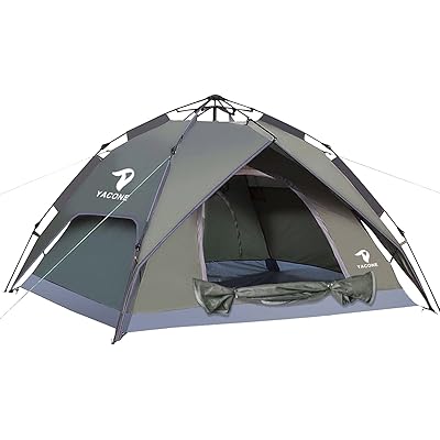 YACONE テント ワンタッチテント 3～4人用 2WAY テント 二重層 設営簡単 uvカット加工 ワンタッチ キャンプ アウトドア 防風 防災用 耐水圧3 …