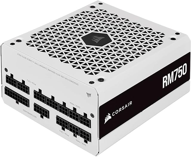 Corsair RM750 (2021), seria RM, 750 W 80 Plus Gold w pełni modułowy zasilacz ATX (trzy przyłącza EPS12V, cicha praca, tryb wentylatora Zero RPM, kondensatory zaprojektowane do 105°C), biały