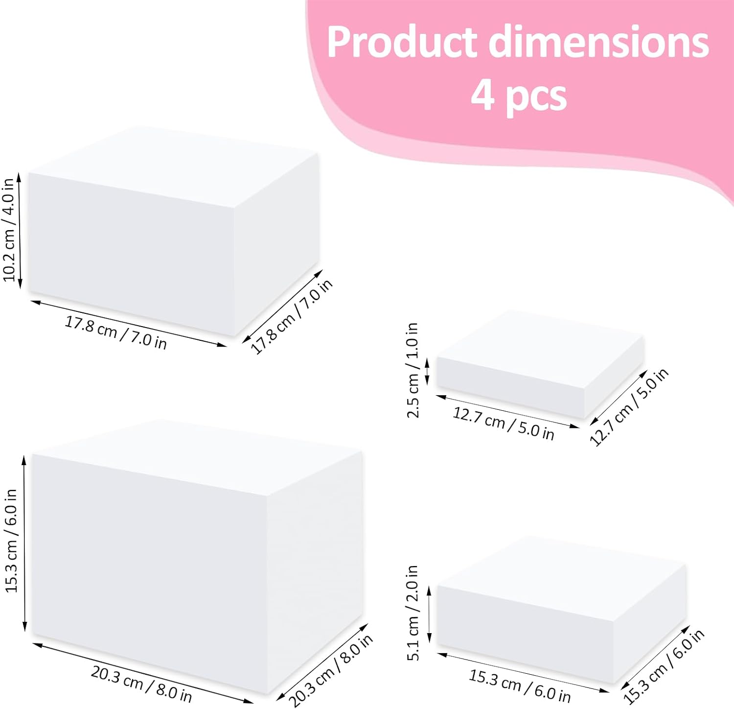 4 PCS Buffet Risers, Risers Display Stands, Catering Supplies Buffet Display, Dessert Table Display Set, Acrylic Cube Boxes(5", 6", 7", 8")