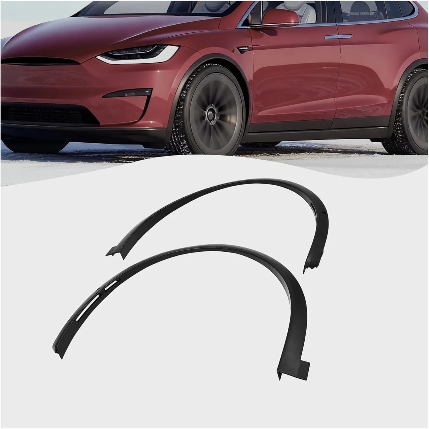 Pair Compatible With 2016-2021 Tesla Model X, Front Right & Left Fender Replacement Set, ABS Plastic Flares Wheel Arch Trim
