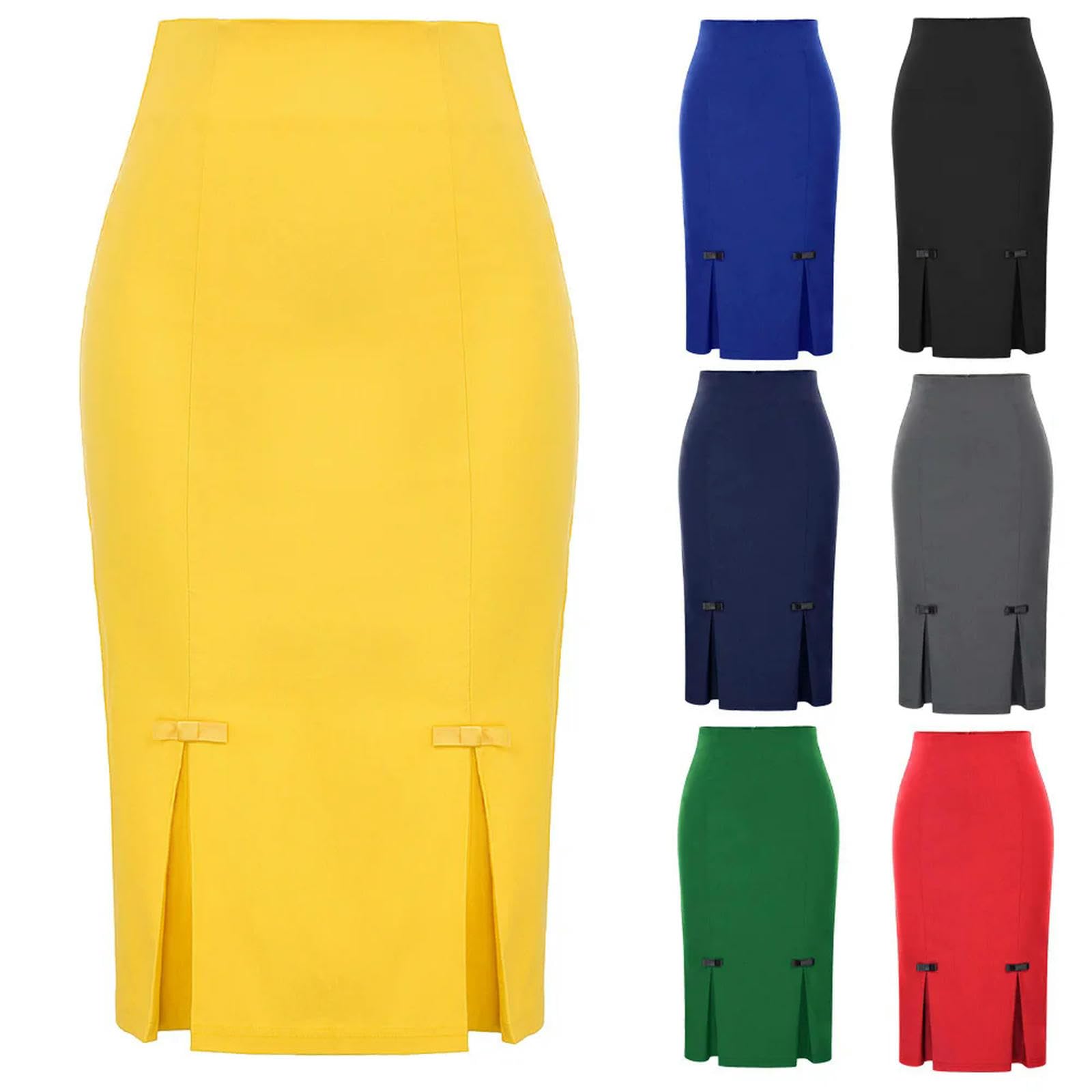 Gonne a Tubino da Donna con Spacchi sui Fianchi, gonne Lunghe Fino al Ginocchio, Gonna da Lavoro per Ufficio, Bianco, XL