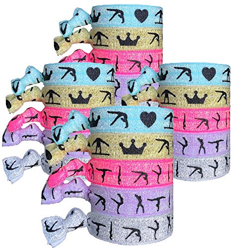 GymnasticsHQ Gymnastics Hair Ties- Glittery Girls Gymnastics Hair Accessories for Gymnasts