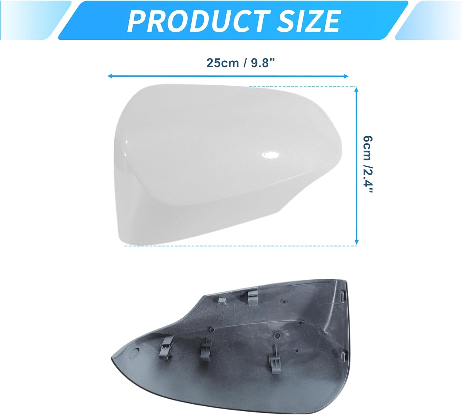 Motoforti 1 Pair Door Wing Mirror Cover for Toyota Yaris 2012-2019 Left Right Outside Rearview Mirror Shells Cap Housing for Toyota Yaris White