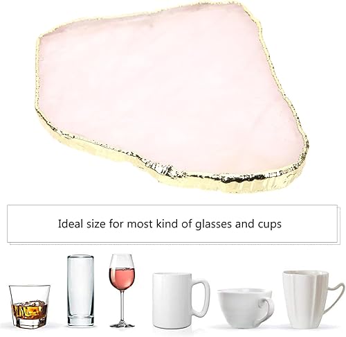 Miniatura 5 de Luxshiny Posavasos de cuarzo rosa con ágata de cristal natural, geoda, rodajas de piedras preciosas irregulares para bar, bebidas, tapete para