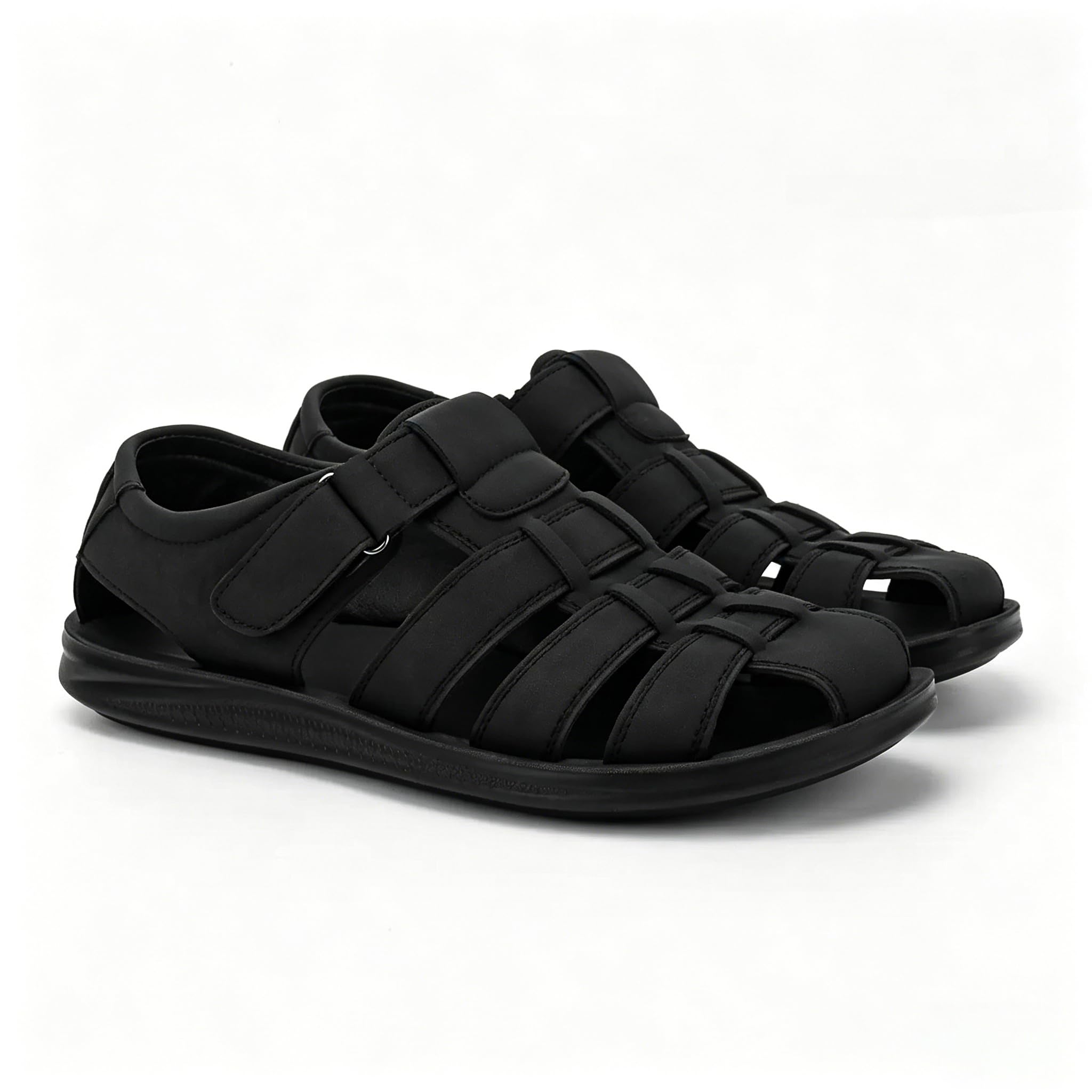 MGGMOKAY Sandalias Hombre de Cuero Verano, Sandalias Fisherman Outdoor Punta Cerrada, Zapatos Cómodos para Caminar y Tiempo Libre