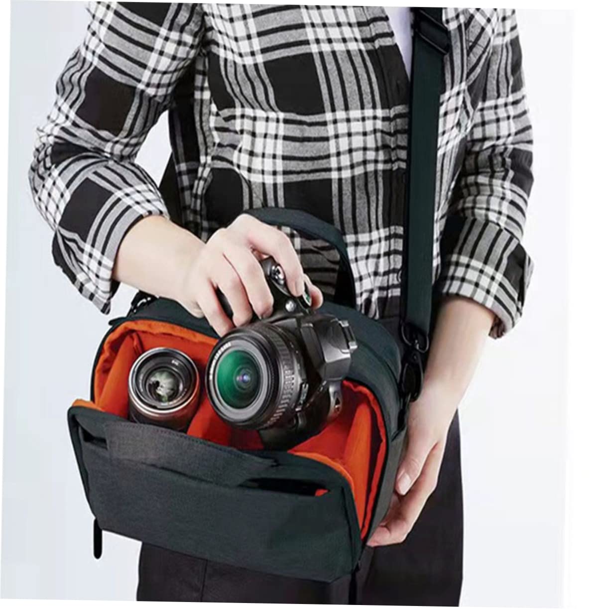 DOITOOL Borsa per Reflex Tracolla Regolabile, Tessuto Oxford Resistente e Scomparto Intermedio, per Attività All'aperto e Campeggio