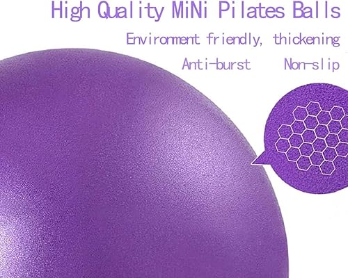 Miniatura 4 de Mini pelota de yoga y ejercicio de pilates, pequeña pelota inflable de yoga, entrenamiento básico y equipo de terapia física, con bomba (morado,