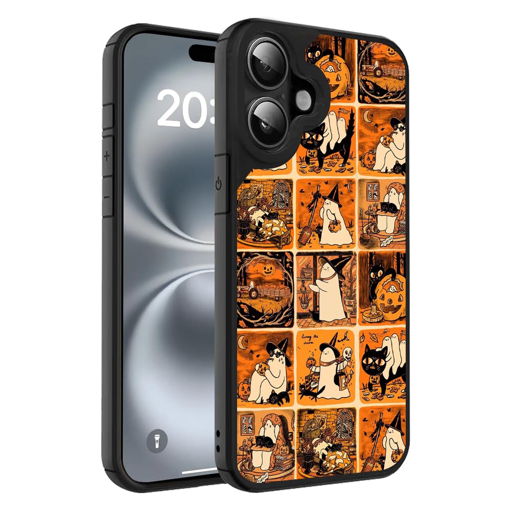 Case for iPhone 16 Pro Max Case,Halloween Anime Pumpkin Boo Pattern Case for iPhone 16 Pro Max Cases for Girls Women [Anti-Scratch] Soft TPU Shockproof Design Cover Case for iPhone 16 Pro Max（6.9inch）