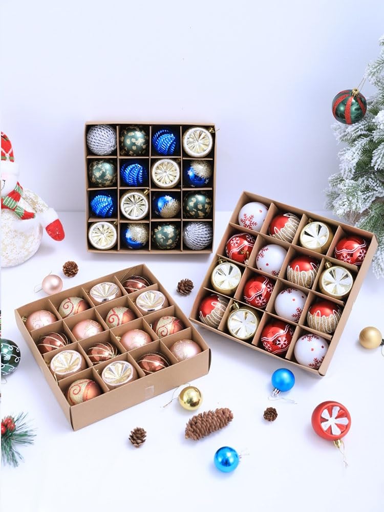 Palline Di Natale Vacanze 16 Pezzi Di Ornamenti Per Palline Natale, Decorazioni Infrangibili Per L'albero, Da Appendere In Plastica Per Per Feste Decorazioni Natalizie(C)