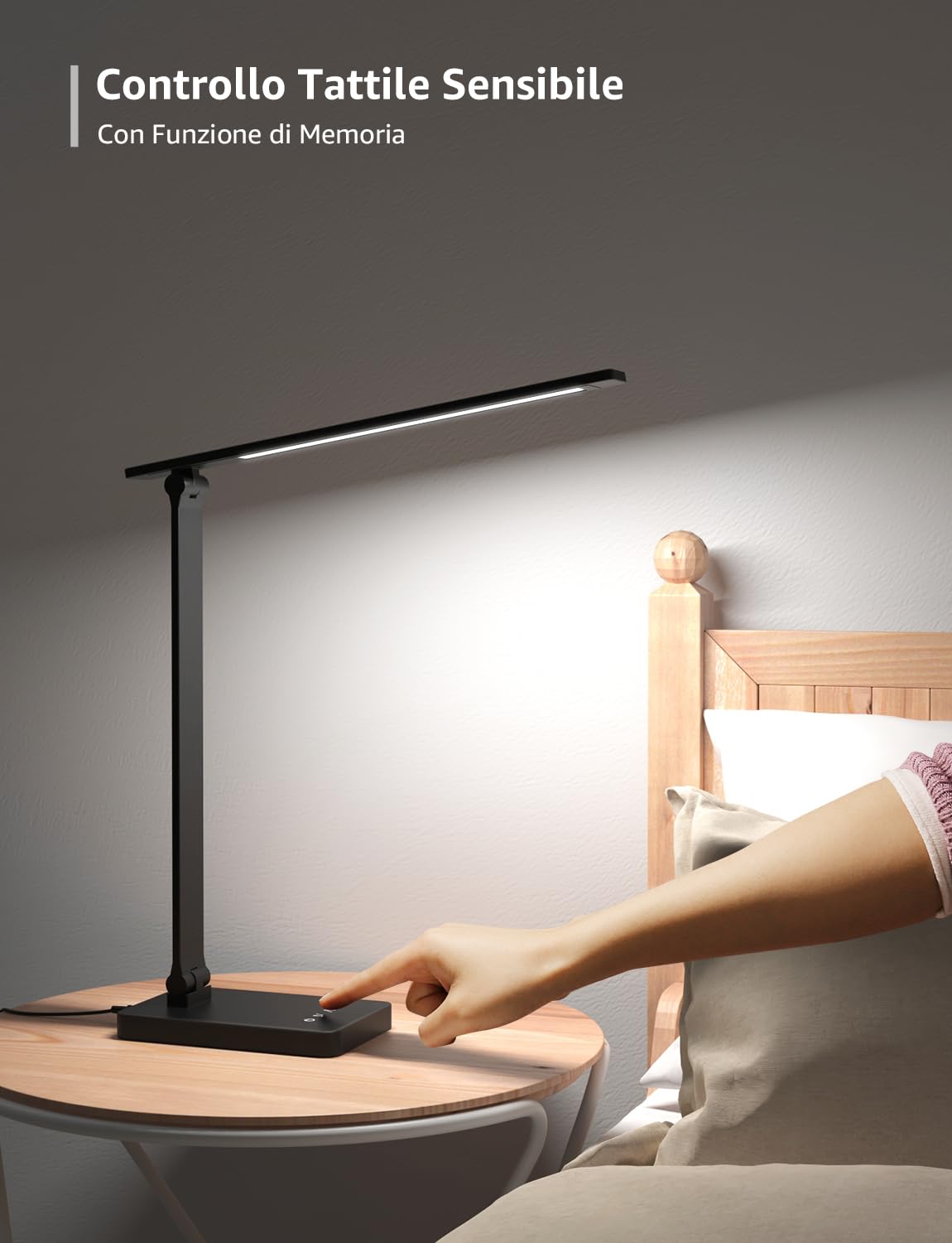 Lepro Lampada da Tavolo LED, 750LM, 5 Colori e 5 Livelli di Luminosità Dimmerabile,Lampada da Scrivania Protezione Occhi, Lampada da Comodino, Luce di Lettura per Bambini, Ufficio, Nero
