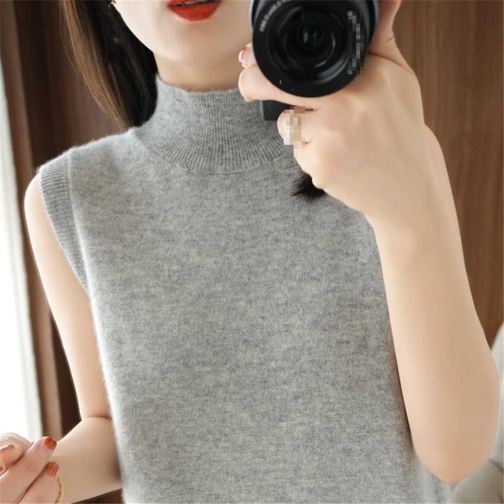 SaoBiiu Confortevole Sexy Mezzo Alto Collo Gilet Delle Donne Tinta Unita Pullover Senza Maniche Manica Corta T-Shirt, Blu, S