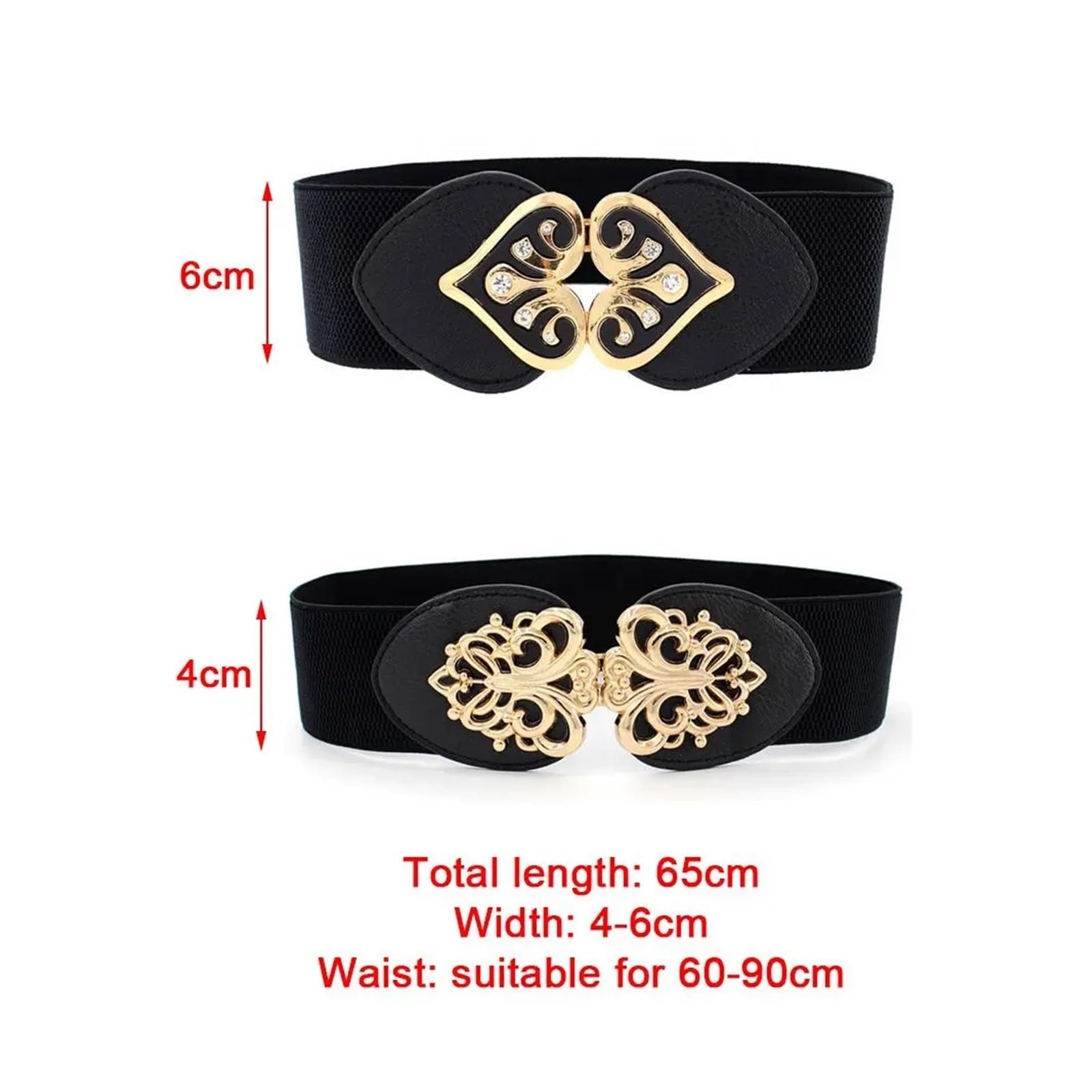 Cinturon Elastico Mujer Cinturón elástico de cintura ancha for mujer, cinturón negro 65cm, cinturilla cincha, abrigo, accesorios ropa
