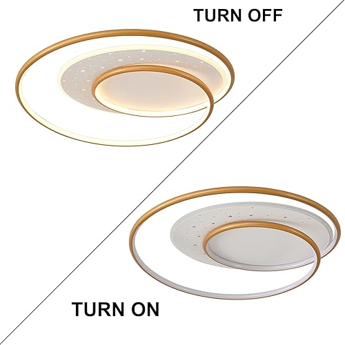 Miniatura 6 de Lámpara de techo LED regulable de montaje empotrado con control remoto, 3000K-6500K, lámpara de techo moderna de 3 colores, oro blanco, lámpara de