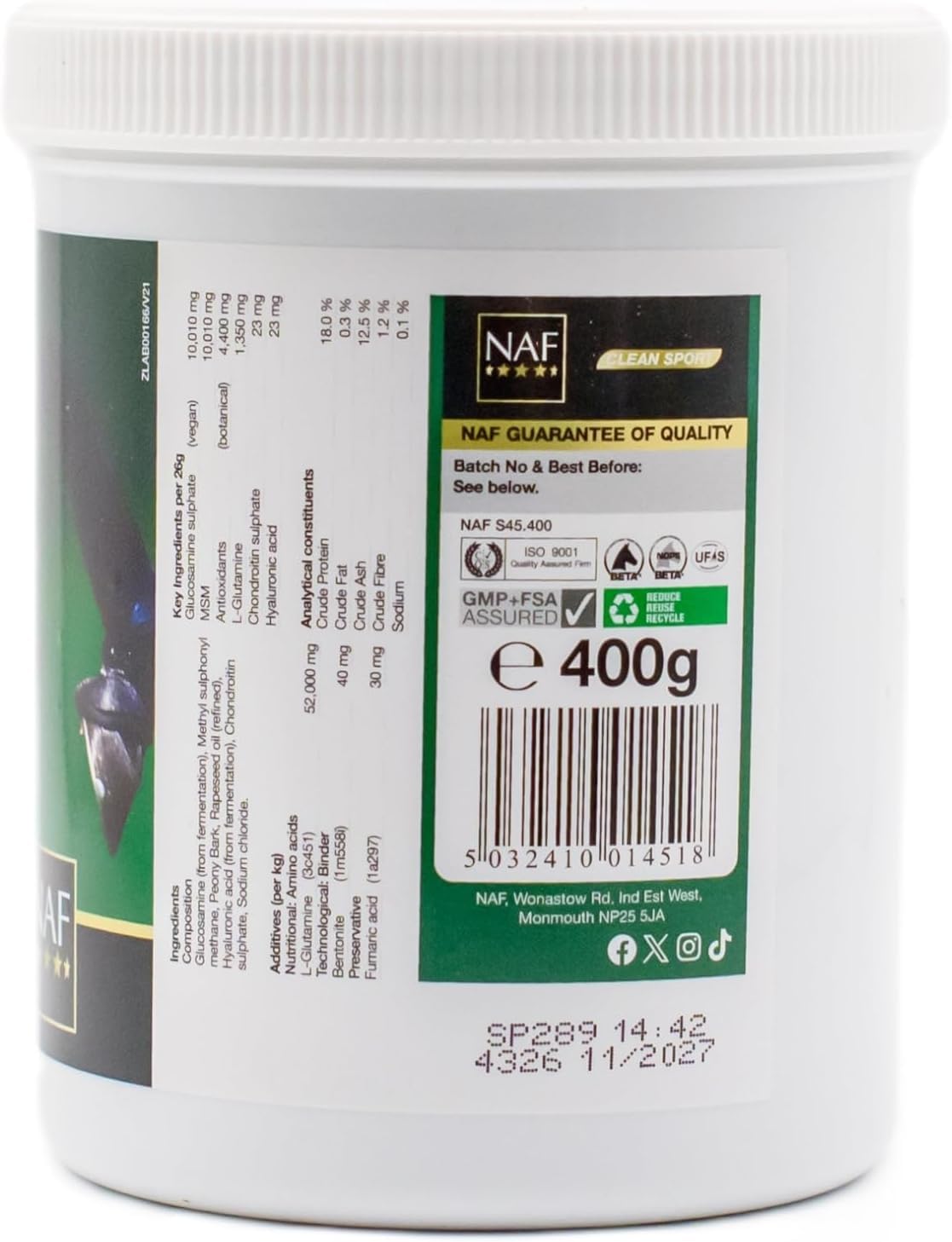 NAF Five Star Superflex 400 g – Gelenk‑Ergänzungsfuttermittel für Pferde – Mit Glucosamin, MSM, Chondroitin & Antioxidantien – Unterstützt Gelenkgesundheit, Beweglichkeit & Flexibilität