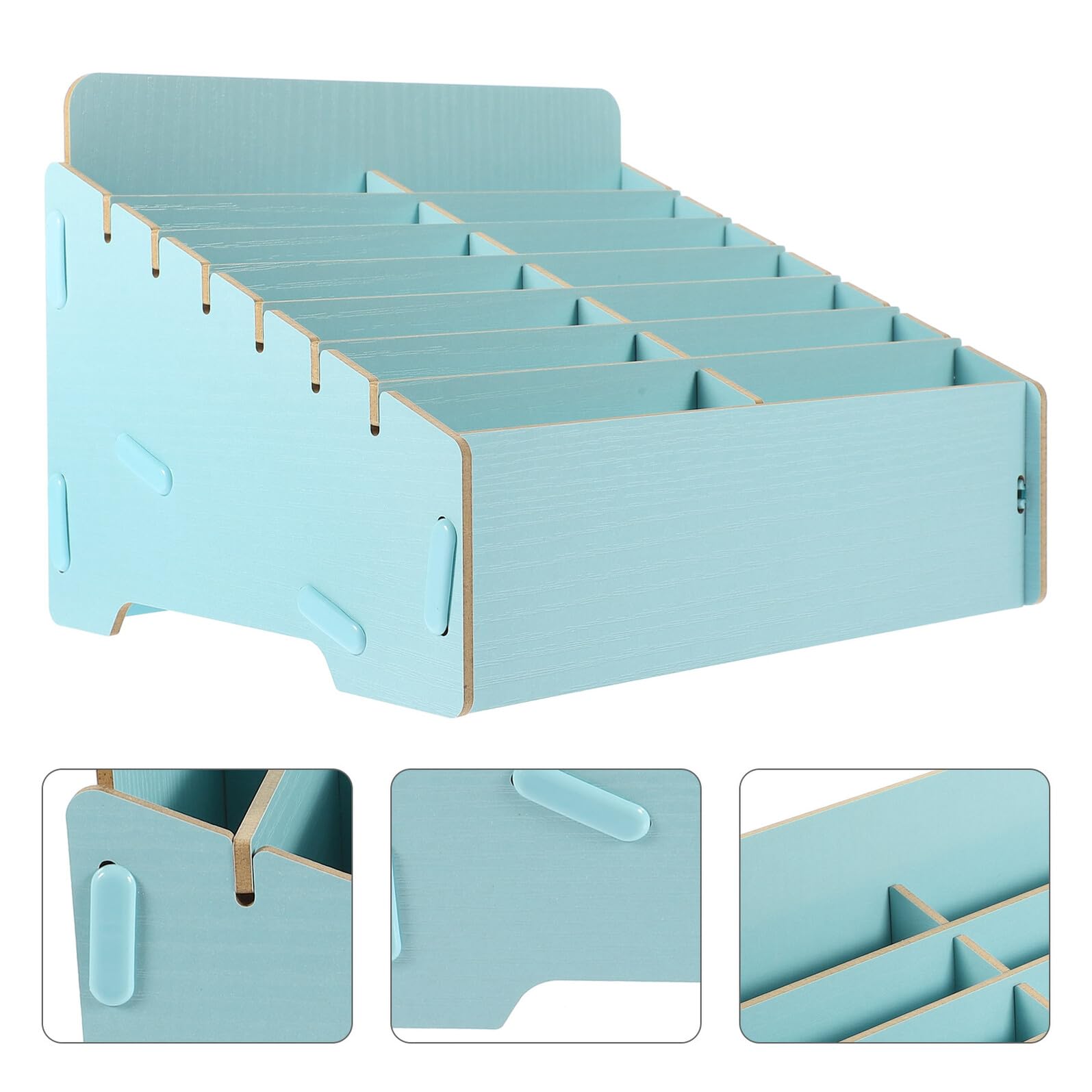 Organizer Scrivania in Legno Scomparti Multipli per Cellulare, Scatola Portaoggetti Robusta e Semplice per Soggiorno e Ufficio