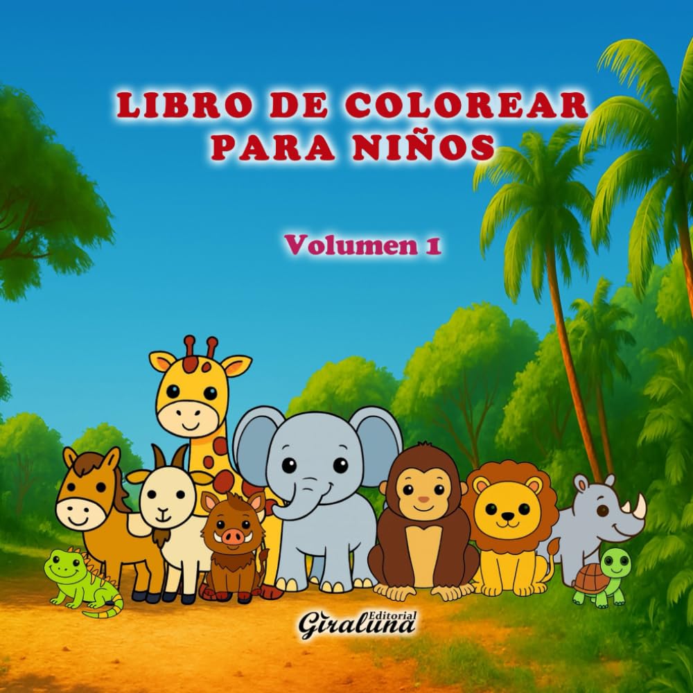 LIBRO DE COLOREAR PARA NIÑOS - ANIMALES DE LA SELVA: Hermosas ilustraciones fáciles y divertidas
