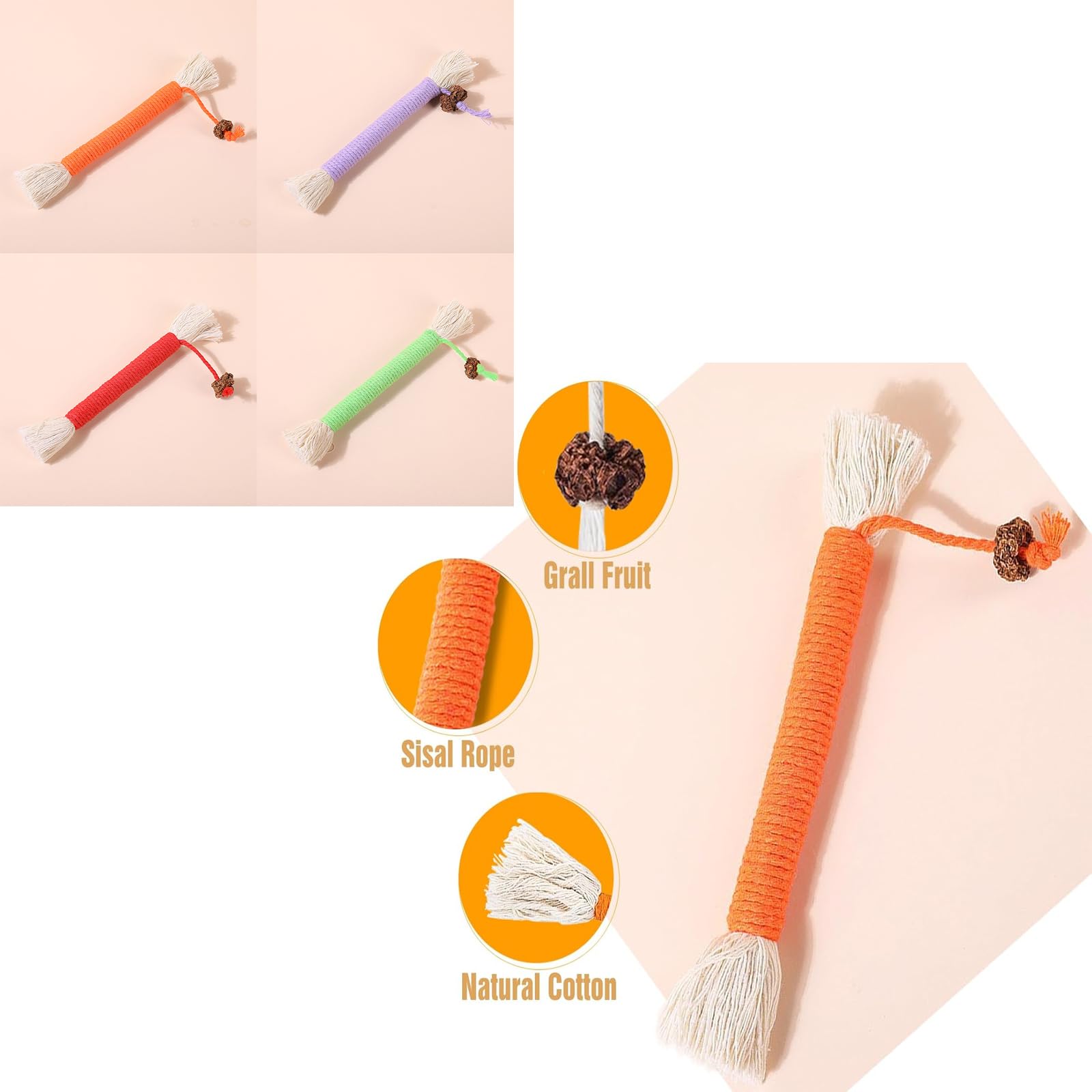DXBNEZBC 8 Pcs Cat Teeth Cleaning Kitten Teething, Catnip Chewing Toy Rope, Filled Natural Catnip, Stress Release - Image 3