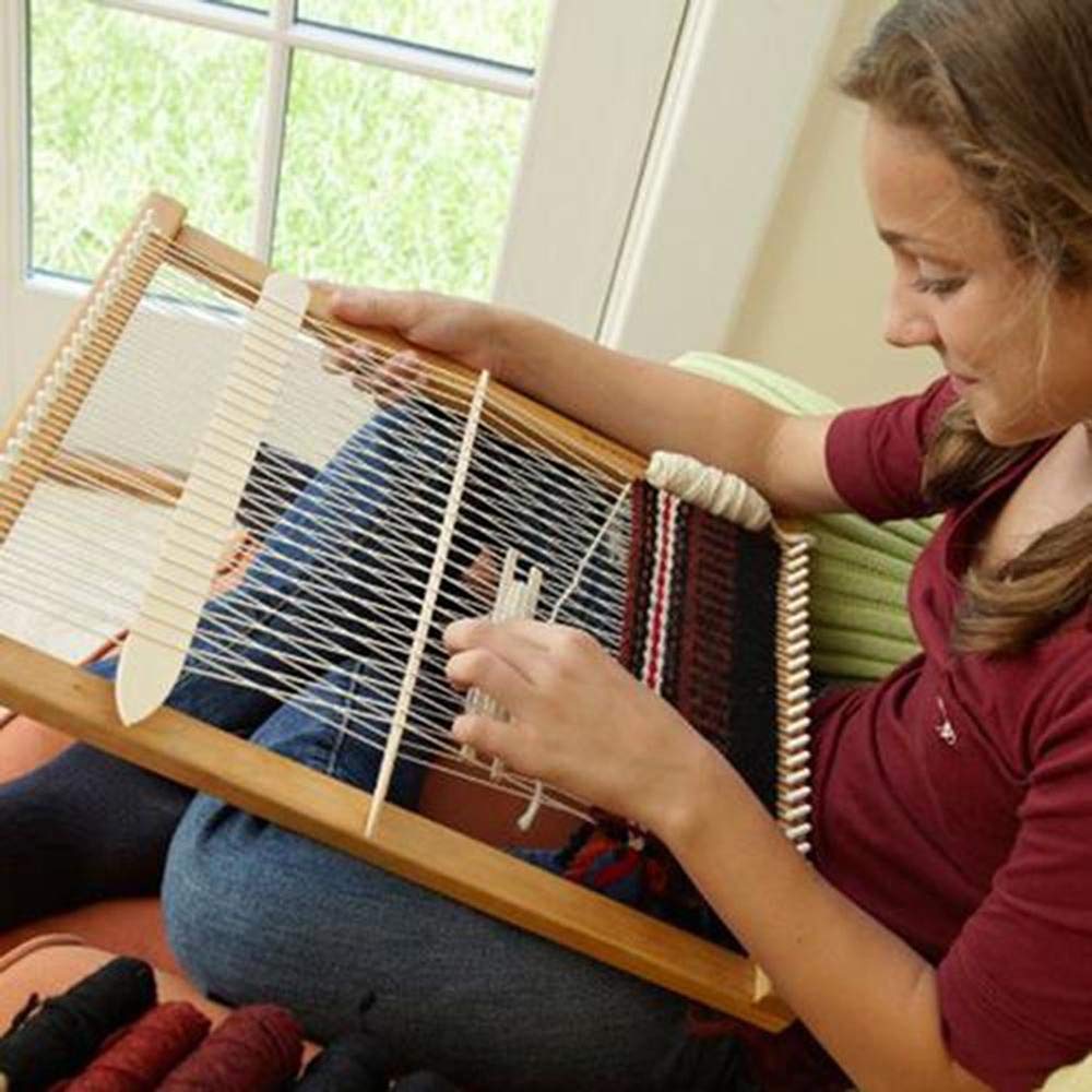 Warp Loom - Kit de tissage complet pour enfants - Kit de tissage multi-travaux - Ensemble de jouets en bois pour débutants (40 x 25 cm)