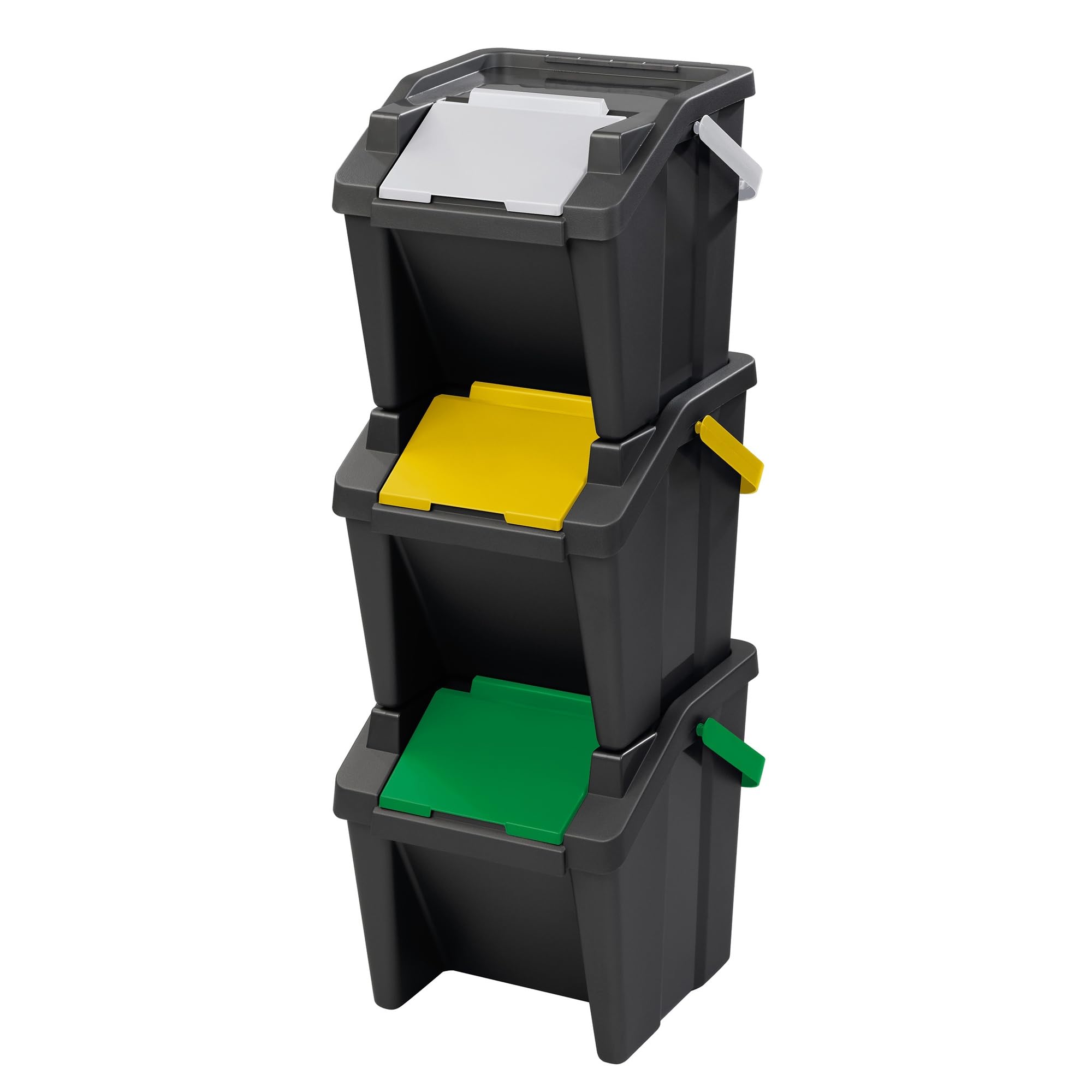 Tontarelli - Set di 3 pattumiere impilabili MODA 30L con maniglia