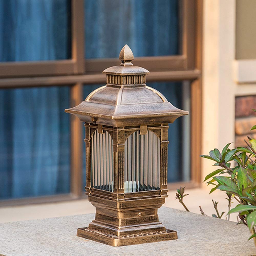 QUSYZD Europe Pillar Lamp Garden Boundry Light Outdoor Courtyard Fence Villa Pillar Lights Balcony Corridor Column Lamp Yard Light Gate Post Light Wall Headlight,