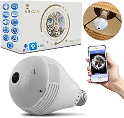 Camera Ip Seguraca Lampada Vr 360 Panoramica Espia Wifi V380