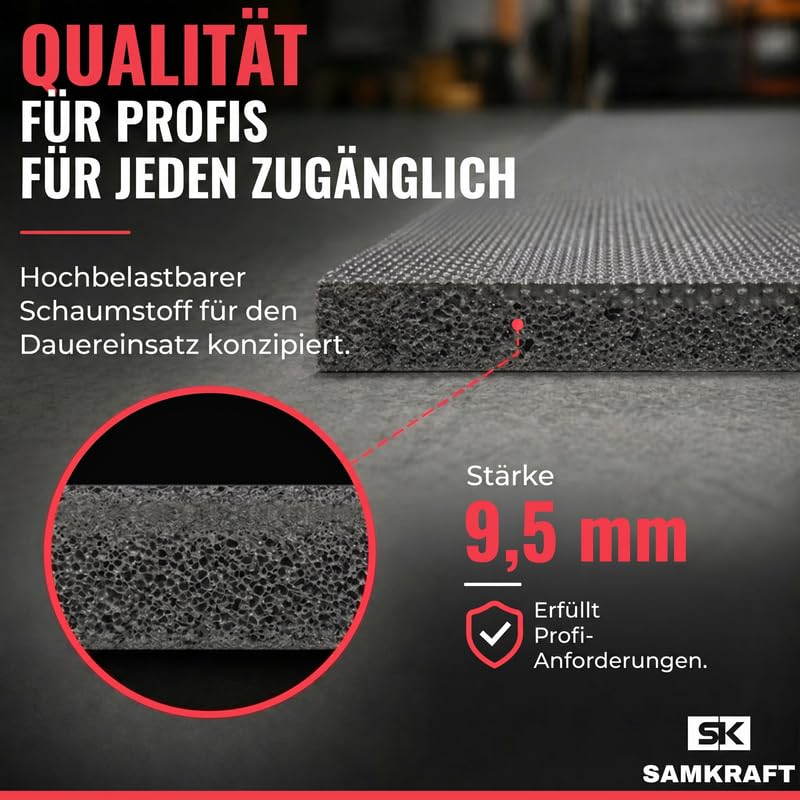 W1 Tapis Anti-Fatigue Industriel 9,5mm d'Épaisseur - Tapis Ergonomique Travail Debout, Mousse Haute Résilience pour Usine, Atelier et Caisse - Gris - 91 cm x 250 cm