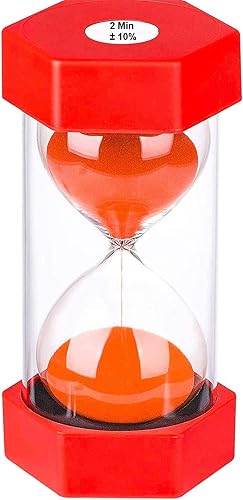 SuLiao Reloj de arena con temporizador de arena de 2 minutos Reloj de arena de plástico colorido, reloj grande de arena roja, reloj de arena de 2