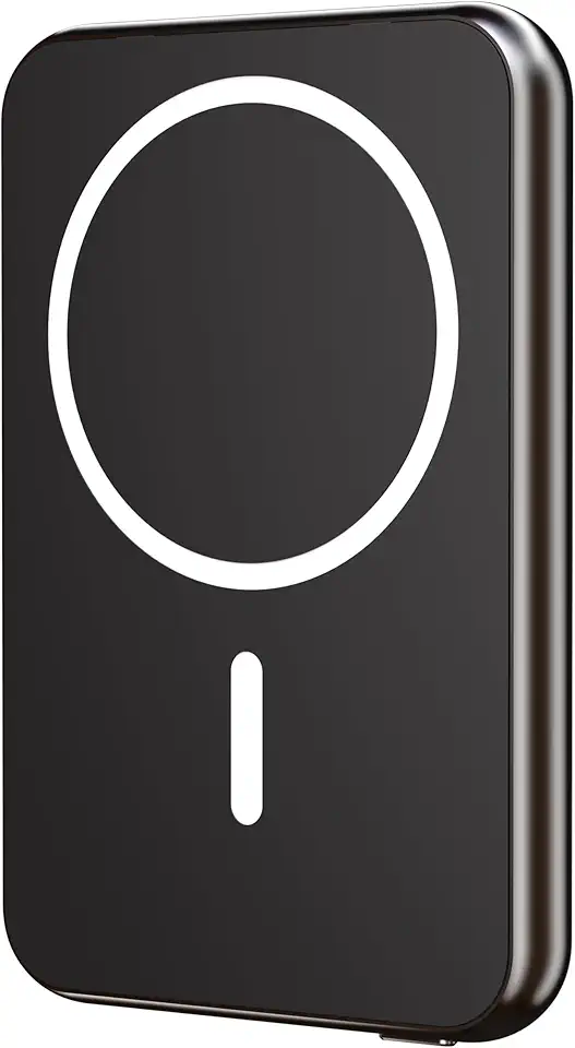 Geonav Power Bank, Carregador Portátil Universal por Indução 5.000mAh, Ultraslim Carregamento rápido, Compatível com MagSafe®, PB5KALMAGBK, Preto