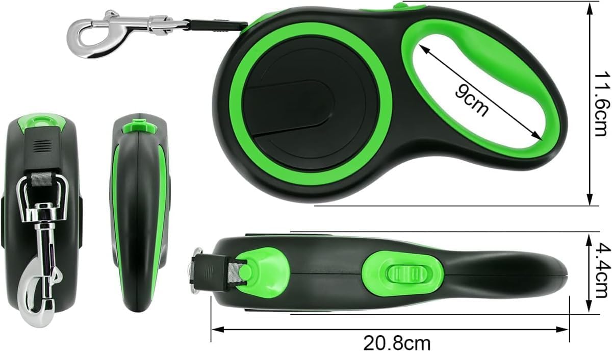 Haspel-Hundeleine, 5 M, Automatisch Einziehbare Hundeleine, Geeignet for Katzen Und Hunde, Einziehbare Hundeleinen, Katzenleine, Teleskop-Traktionsseil (Color : Green, Size : 3m)