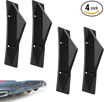 4 PCS Car Rear Lower Bumper Decoration Diffuser, Triangular Shark Fin Rear Spoiler Deflector Protector, Rear Bumper Anti-collision Splitter Lip Wing, Universal for Car SUV Truck Black