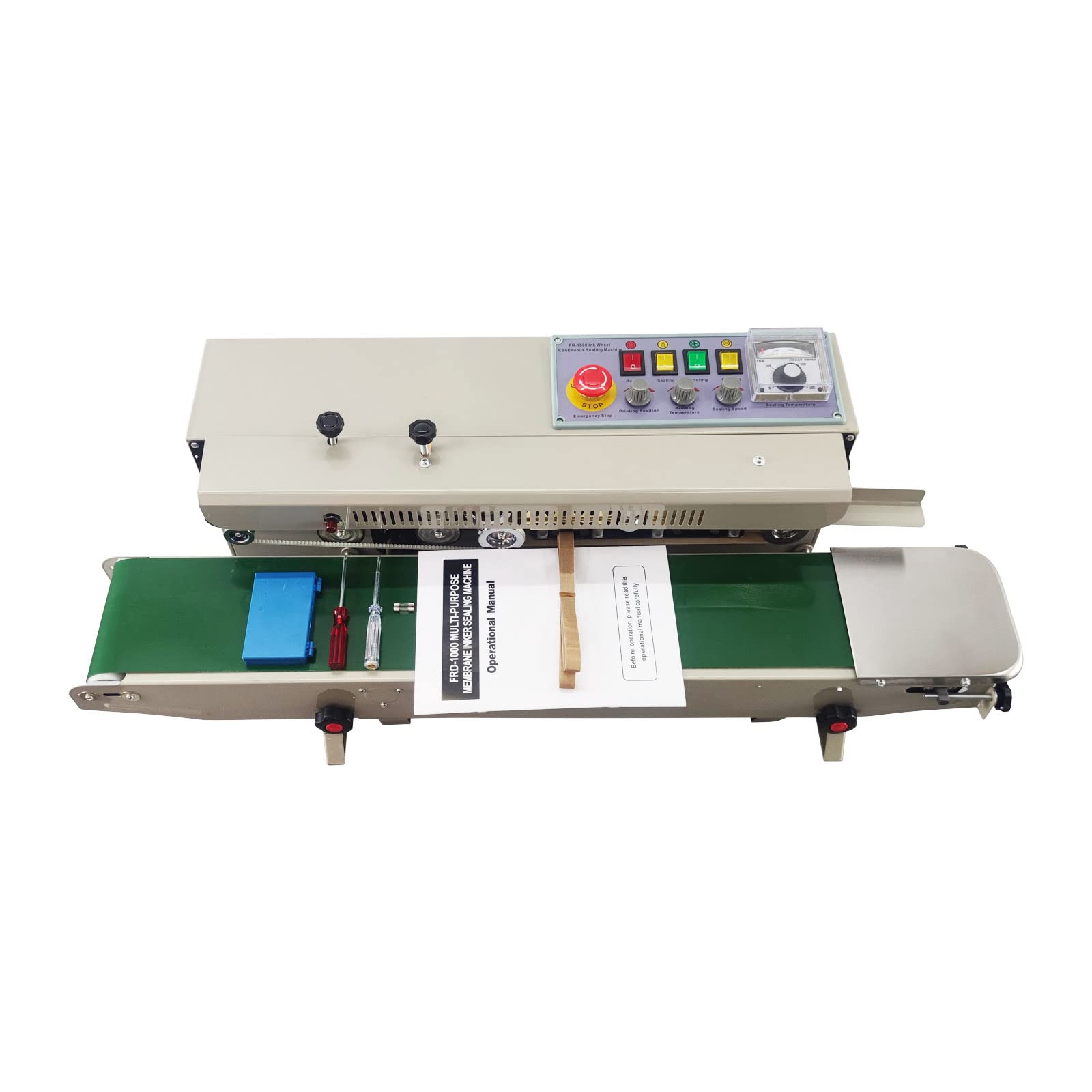 LGXEnzhuo FRD-1000II Continuous Band Sealer 0-12M/Min Horizontal Plastic Film Packing Machine Aluminum Foil Bags Sealing Machine 110V