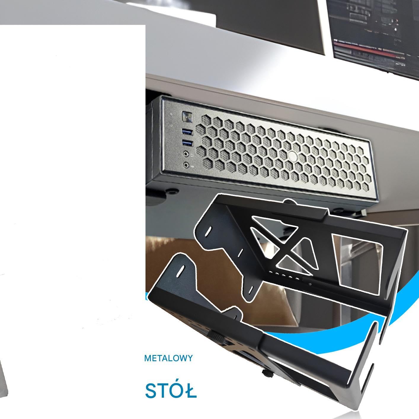 Pod Biurko Na Obudowę Komputera Tower Metalowa Podstawka Na Obudowę | Regulowany Pod Biurko Na CPU Przeznaczony Dla Studentów, Graczy, Konsol Do Gier Oraz Sypialni