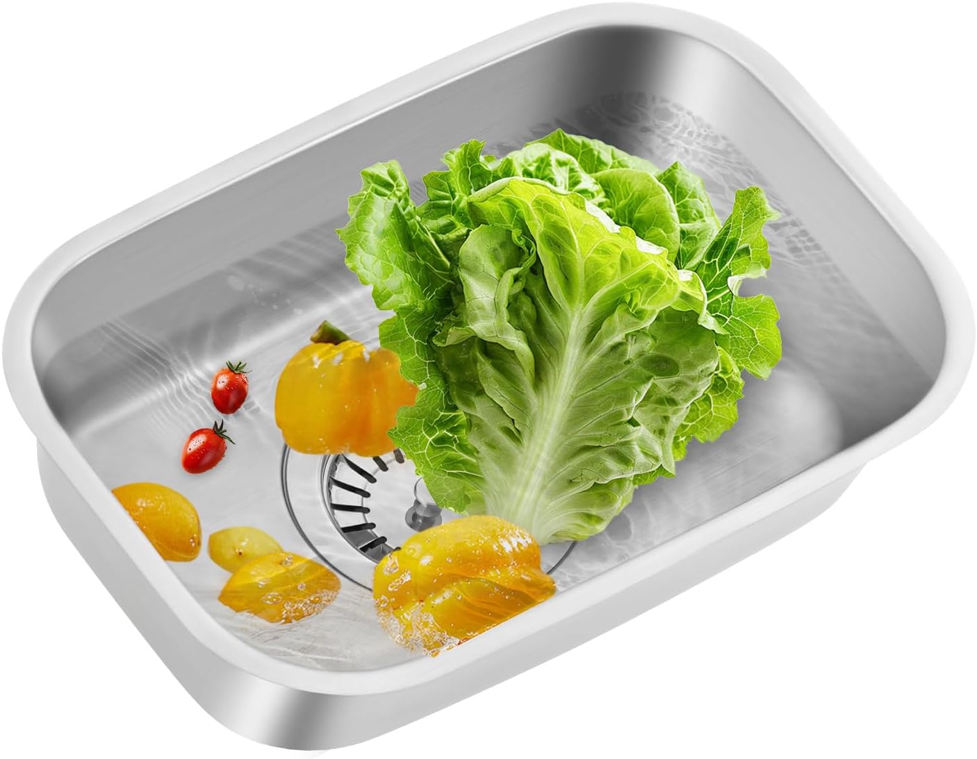 RV Caravan Camper 304 Stainless Steel Hand Wash Basin，Outdoor Sink, Top Mount Deep Sinks，Kitchen Sink Polishing, for RV Caravan Camper Boat 12.6x8.7x4.7inch