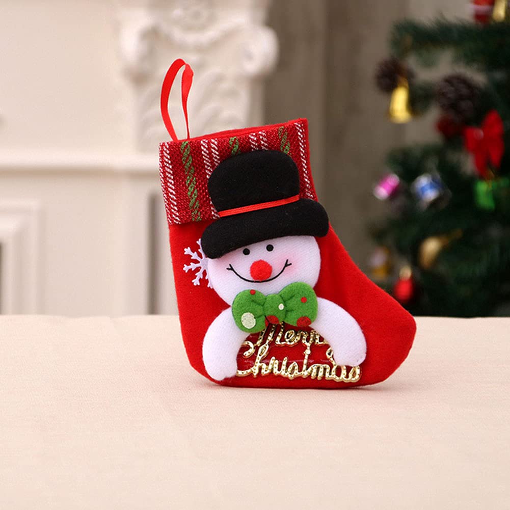 Calze Di Natale In Feltro Rosso, 6 Pezzi - Decorazioni Per Albero, Babbo Natale, Pupazzo Di Neve, Renna - Foto 1