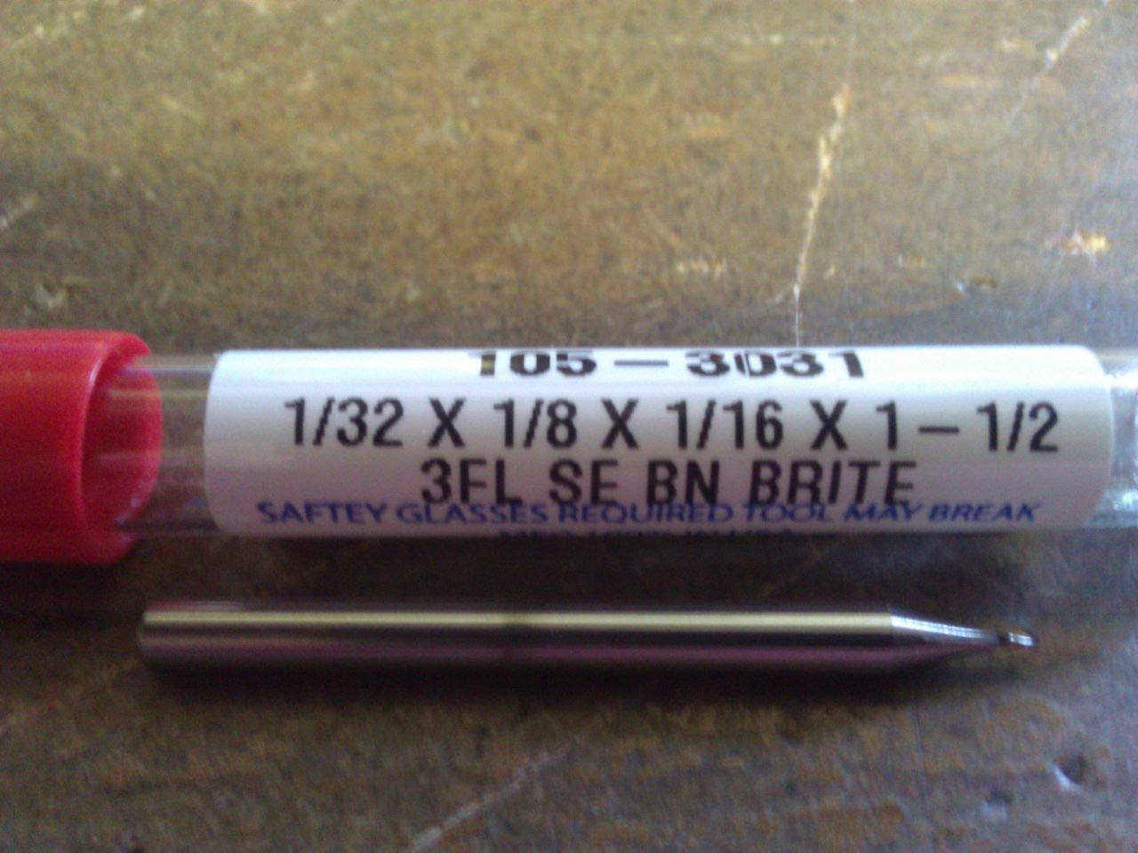 .0312 1/32 3 Flute Single END STUB Carbide Ball END Mill