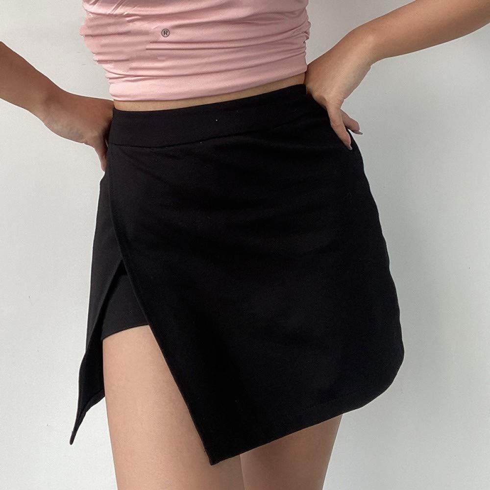 Falda Mujer Mini,Falda Acampanada De Cintura Alta Negro Split Summer College Style Casual Skater Tenis Falda Lápiz Con Forro De Cremallera Pantalones Cortos Para Niñas Damas Playa Fecha De Vacacio